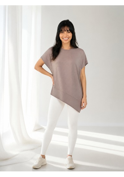 Nealirsanall.com Kadın Penye Oversize Tunik - Asimetrik Kesim Salaş Tişört Siyah