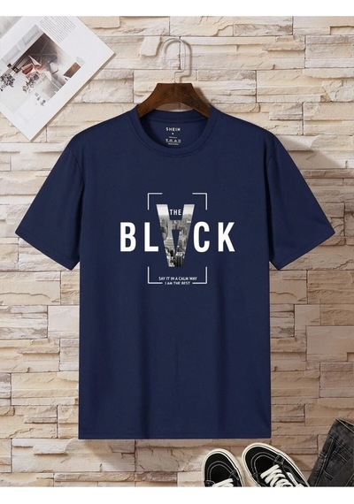 Flood Of Style Unisex Oversize %100 Pamuk Blackk Baskılı Lacivert