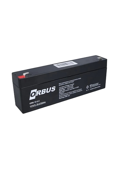Orbus 12 Volt - 2.2 Amper Yatık Uzun Akü 178x34x60mm