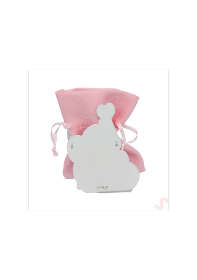 Ahşap Standlı 10cm X 8cm Kese, Fil Pembe - 1 Adet Renkli Çok Renkli