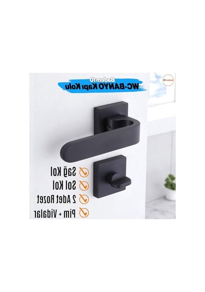 Banyo Kapı Kolu, Kare Rozetli, Kilitlenebilir 1 Takım
