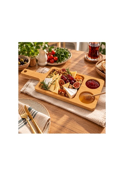 Bambu Sos Bölmeli Sunum Tahtası 33x16 Cm Patates Kızartması Ve Atıştırmalık Servis Bambu - 933607371 Bambu