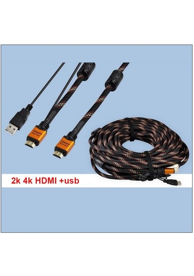 Hdmı 2k 4k örgülü gold kaplama hdmı kablosu +usb güç hdmı 25 metre
