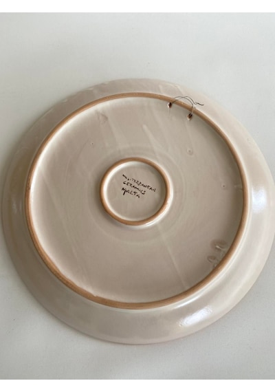 El Yapımı Damgalı Dekoratif Seramik Duvar Tabağı 32Cm