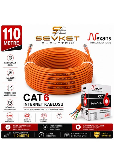 Nexans 110 Metre Cat6 Data Kablosu Turuncu Halojen Free Patch Cord