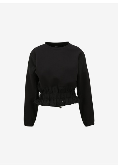 Fabrika Siyah Kadın Bisiklet Yaka Geniş Fit Sweatshirt F4sl-swt0294