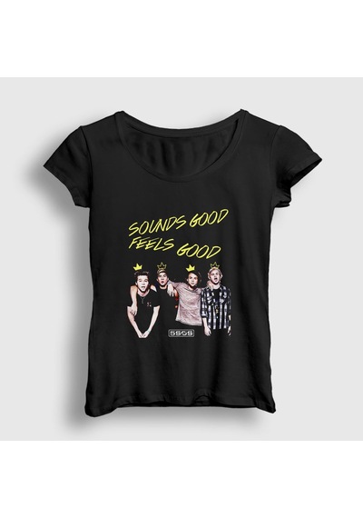 Presmono Kadın Band 5 Seconds Of Summer T-shirt Siyah