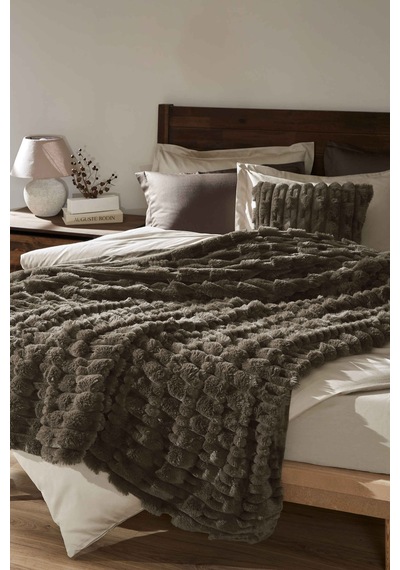 Linens Latrell Çift Kişilik Battaniye Kahve Kahverengi