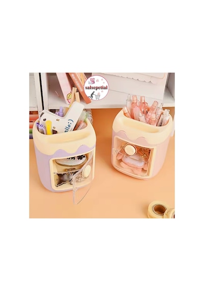 Kawaii Sevimli Kalem Kutusu Masaüstü Kalemlik Kawaii Kapaklı Kalem Kutusu Masa Üstü Organizer Lila Kapaklı