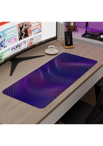 Vaporwave Grid Oyuncu Gaming Mouse Pad Kauçuk Kaymaz Taban Mousepad V3, 70x30 Xl