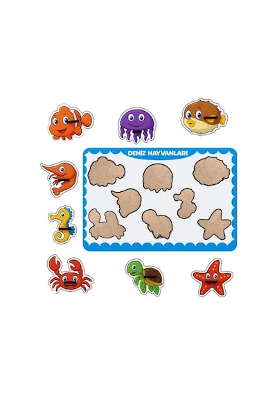 Deniz Hayvanları Temalı 8 Parça Ahşap Puzzle Eğitici