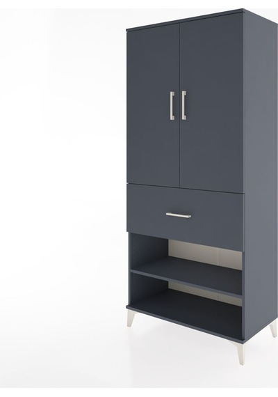 Hyperion Dolap 4 Raflı Tek Çekmeceli 2 Kapaklı 88x44x195 Antrasit-antrasit Antrasit