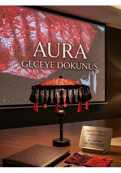 Missidea Aura Bohem Ledli Dekoratif Bali Şemsiyesi Kırmızı