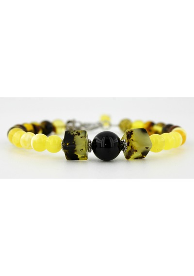 Kehribar Bayan Bileklik Özel Tasarım Ambergold Blk23-72 Çok Renkli Çok Renkli