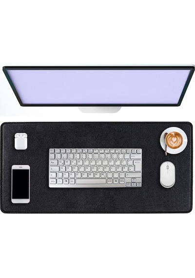 Deri Mouse Pad Dikişli Kenar Büyük Boy Pürüzsüz Yüzey Çift Yönlü Kullanım Masa Matı Sümen 70x30 L