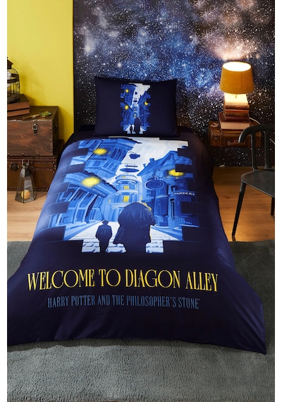 Özdilek Harry Potter Alley Tek Kişilik Lisanslı Lastikli Çocuk Nevresim Takımı Lacivert