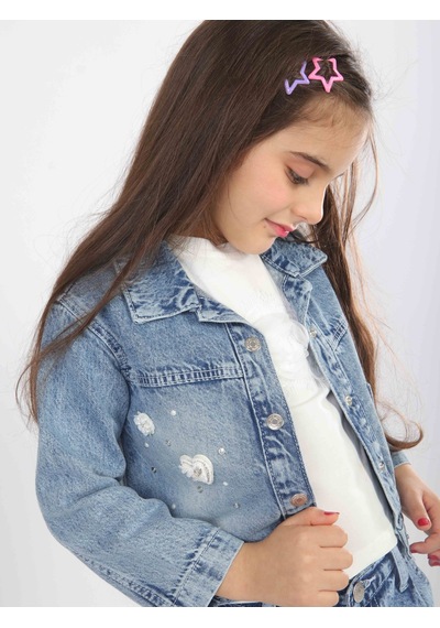 Xo Kids Kız Çocuk 3lü Alt Üst Jean Takmı 1-4 Yaş Set0481 Mavi