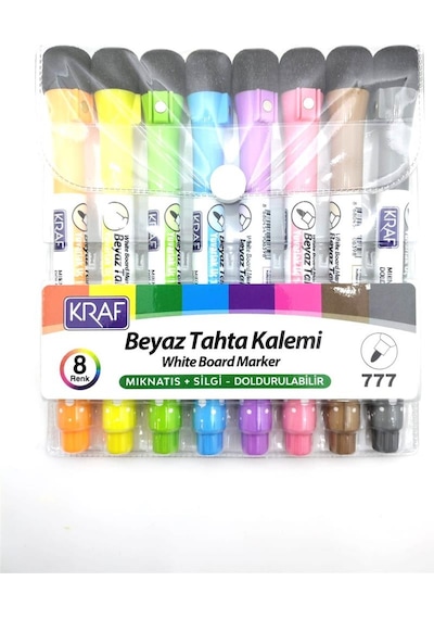 Kraf Beyaz Tahta Kalemi Mıknatıslı & Silgili 8 Li