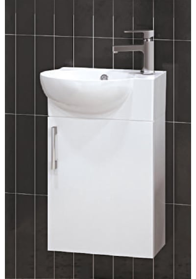 Turkuaz Seramik Cerastyle Küçük Mini Köşe Lavabo 28 x 45 CM Ve Banyo Dolabı
