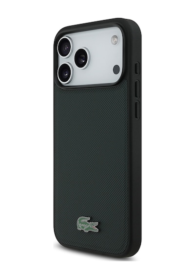 Apple Uyumlu iPhone 18 Pro Max Kılıf Lacoste Lisanslı M-safe Uyumlu Pu Pike Desenli Metal Logolu Kapak Koyu Yeşil