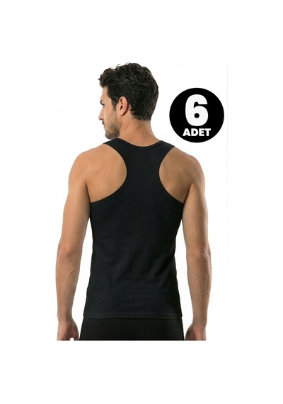 Öts Erkek 6 Lı Pamuklu Atlet Sporcu Günlük Klasik Model 1250-6 Siyah