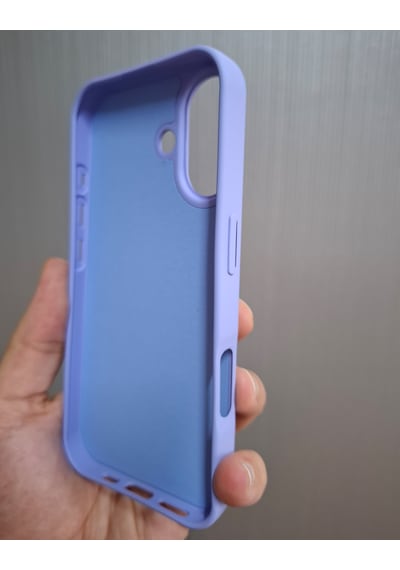 Apple Uyumlu iPhone 17 Logolu İçi Kadife Silikon Lansman Kılıf Lila