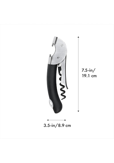 Oxo Çelik Çift Kollu Garson Tirbuşon, Gümüş/siyah, 1 Ct Genel