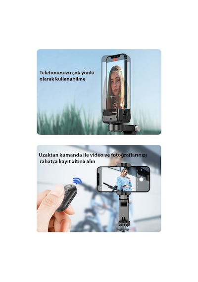 360 Akıllı Gimbal Telefon Tutucu Işıklı Bluetooth Kumandalı Selfie Tripodu