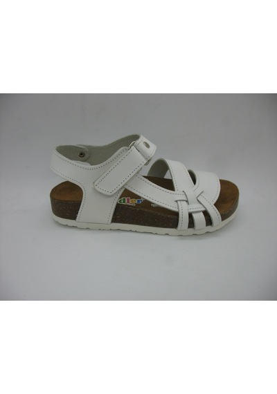 Toddler 01223 Doğal Deri Mantar Taban Beyaz Sandalet 21-25 Beyaz