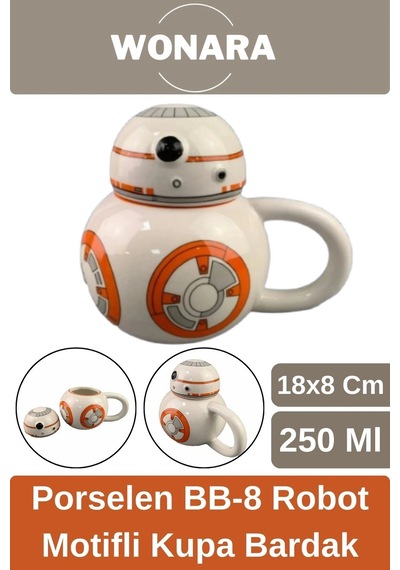 Özel Tasarım Sevgili Arkadaş Şık Ve Dekoratif Hediyelik Porselen Bb-8 Robot Motifli Kupa Bardak Diğer