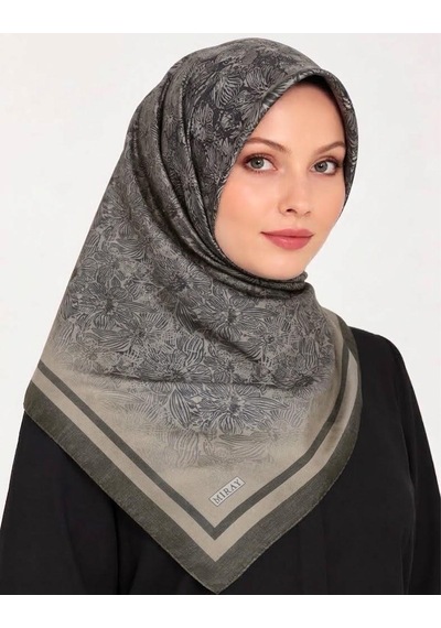 Miray Nevada Büyük Boy Organik Pamuk Eşarp - 120 X 120 - 6731 Haki
