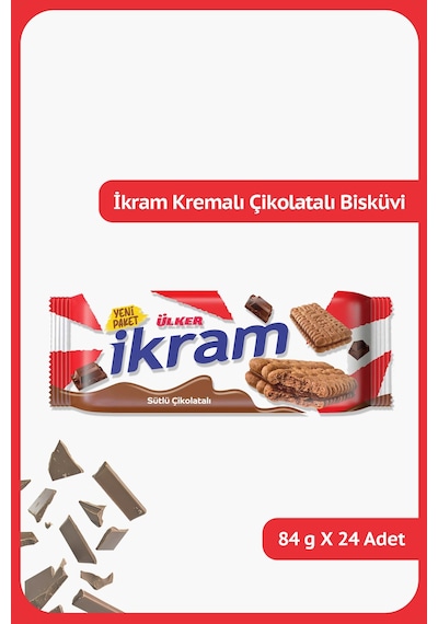 Ülker İkram Kremalı Bisküvi Çikolatalı 24 x 84 G
