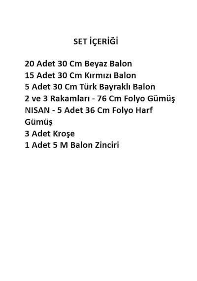 23 Nisan Çocuk Bayramı Temalı Gümüş Folyo Rakam Ve Harf Kırmızı Beyaz Balonlar Beyaz - Kırmızı