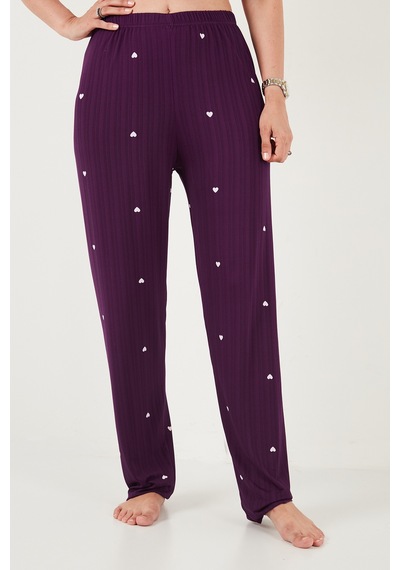 Lela Askılı V Yaka Lastikli Bel Fitilli Pijama Takımı Bayan Pijama Takımı 65780604 Mürdüm MÜRDÜM