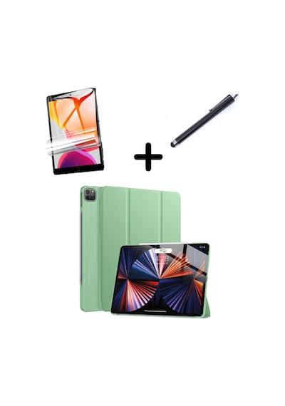 Apple Uyumlu iPad Pro 11 1. 2. 3. 4. Nesil Kılıf Set PU Deri Smart Tablet Kilifi Ekran Koruyucu + Kalem