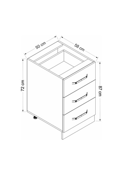 Minar Mutfak Alt Modül 3ç Nray 50cm Dolap Beyaz/dore - D1