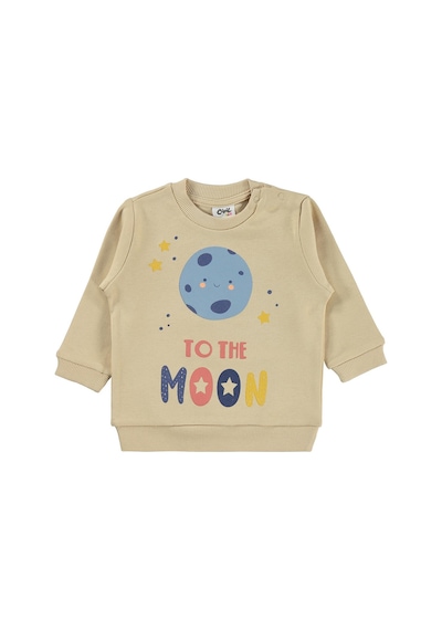 Civil Baby To The Moon Baskılı 6-18 Ay Sweatshirt - Kahverengi Sütlü Kahve