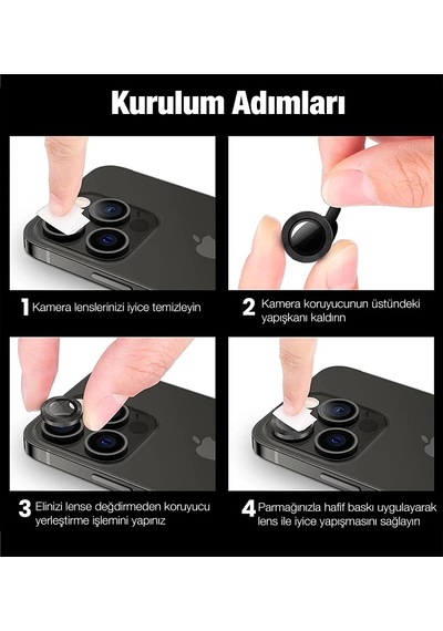 Ally Apple iPhone Uyumlu, 12 Pro Max 3d Metal Çerçeveli Kamera Lens Koruyucu- 5775