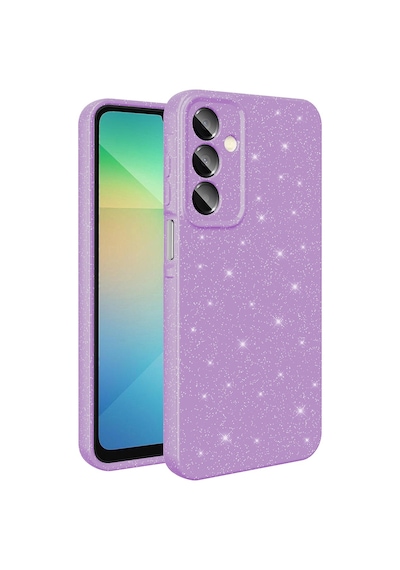 Galaxy A16 Uyumlu Kılıf Kamera Korumalı Simli Lüks Sys Koton Kapak - Lila Lila