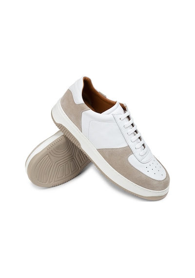 Deery Hakiki Deri Bej Erkek Sneaker Ayakkabı - 01965Mbeje01 Bej