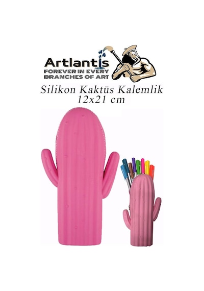 Silikon Kaktüs Kalemlik 1 Adet Silikon Kalem Kutusu Eğlenceli Sevimli Kaktüs Figürlü Hediyelik Kalemlik Pembe