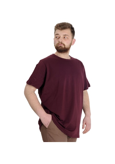 Mode Xl Büyük Beden Erkek Tshirt Bisiklet Yaka Basic 20031 Mürdüm Mürdüm