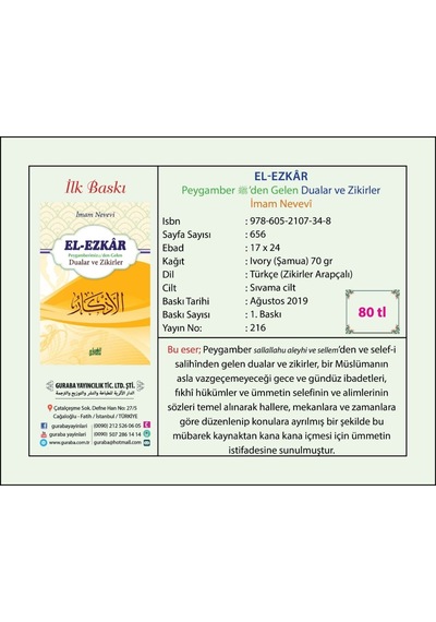 El Ezkar Hz. Peygamber'Den Gelen Dualar Ve Zikirler
