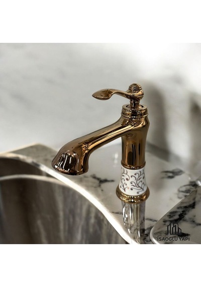 İsaoğlu Yapı Bronz Lavabo Bataryası Bakır Vintage Armatür Country Klasik Armatür Bakır