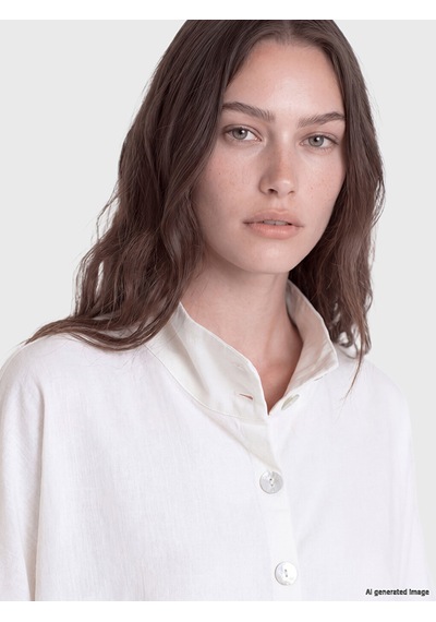 Lcw Modest Ekru Dik Yaka %100 Pamuklu Bluz