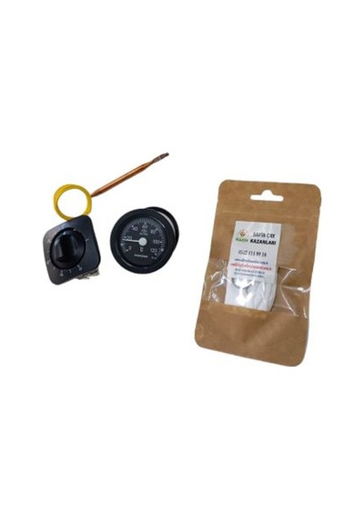 Termostat Vetermometre İle Musluk Bezi Çay Kazanı İçin Üçlü Set
