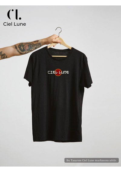 Nevermınd Unisex Optic Line Ciel Lune - Oversize Tişört Siyah Siyah