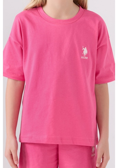 U.S. Polo Assn. U.s. Polo Assn Kız Çocuk Pembe Bermuda Takım Us1848-c-v6 Pembe