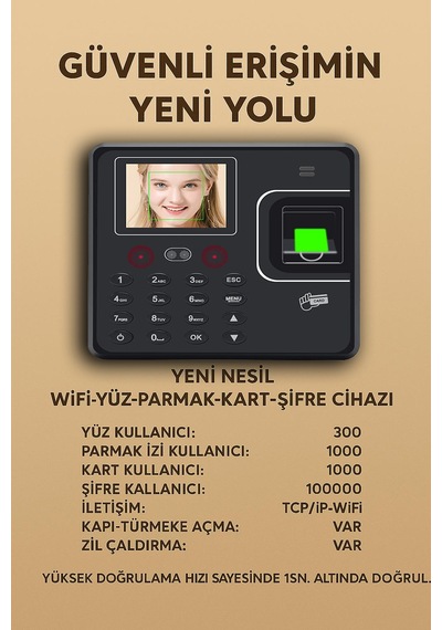 Kablosuz Wifi Kartlı Yüz Okuma Personel -web Giriş-çıkış Yazılımı (10 KART DAHİL)
