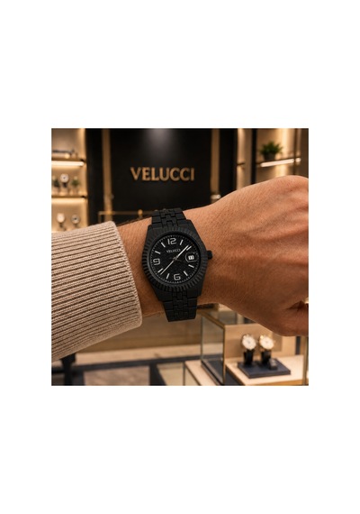Velucci Panter Polikarbon Kordon Unisex Kol Saati Siyah Kadran Takvimli Analog
